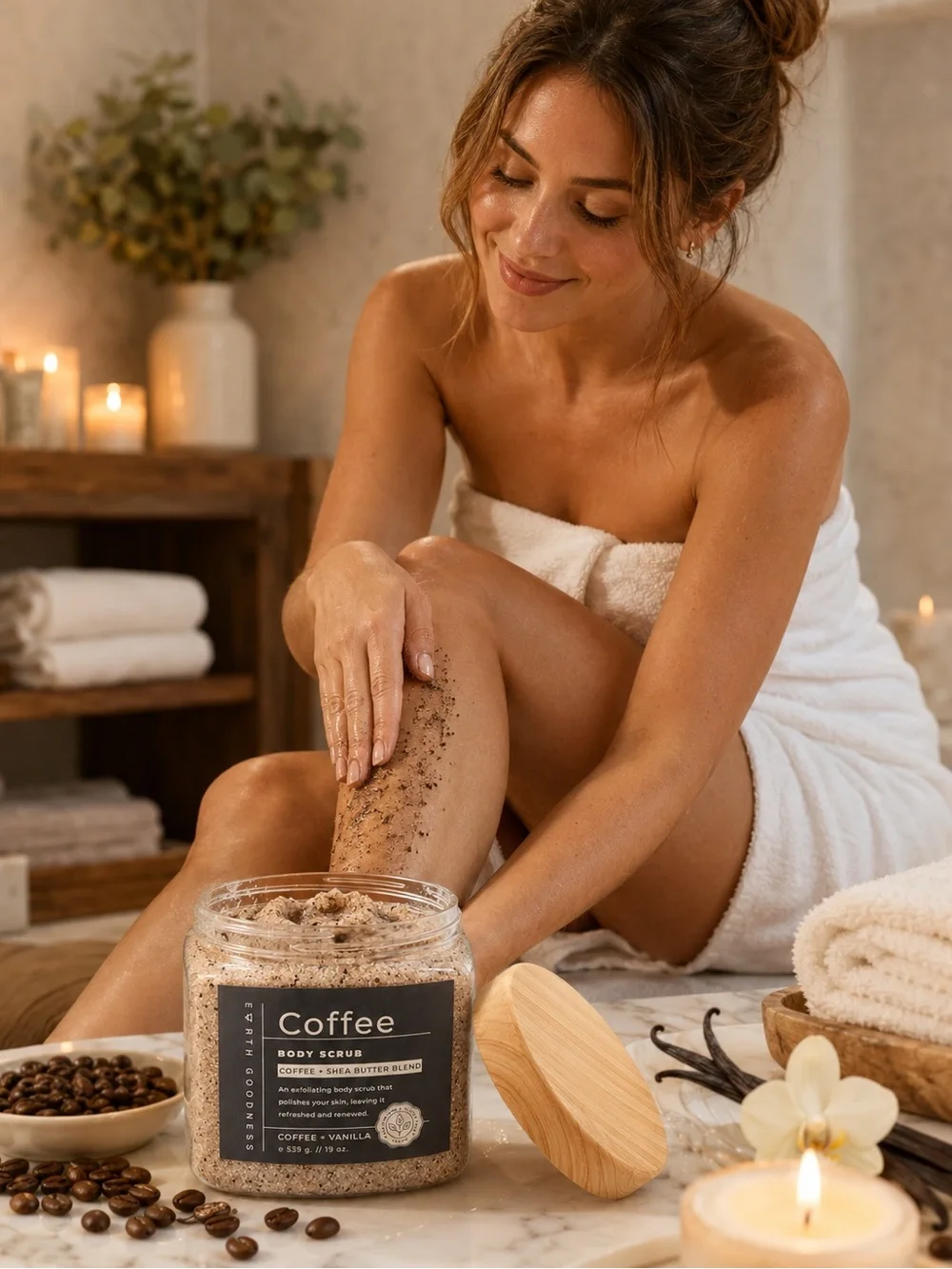 Coffee Body Scrub – Coffee + Shea Butter (Natural Tan)